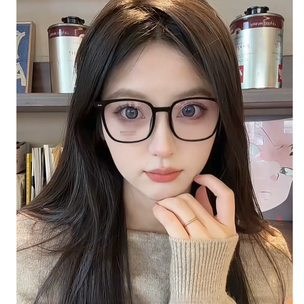 黑框眼镜女素颜神器高级感大框显脸小镜框近视方形平光复古眼镜框