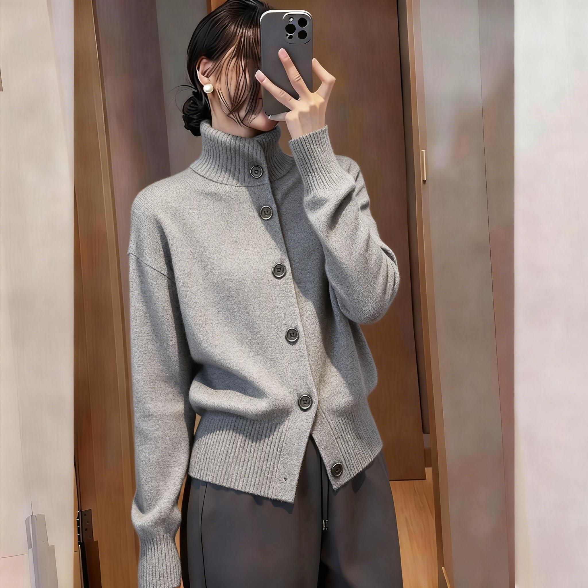 时尚慵懒风软糯毛衣开衫女2025秋冬新款收休闲洋气显瘦打底针织衫