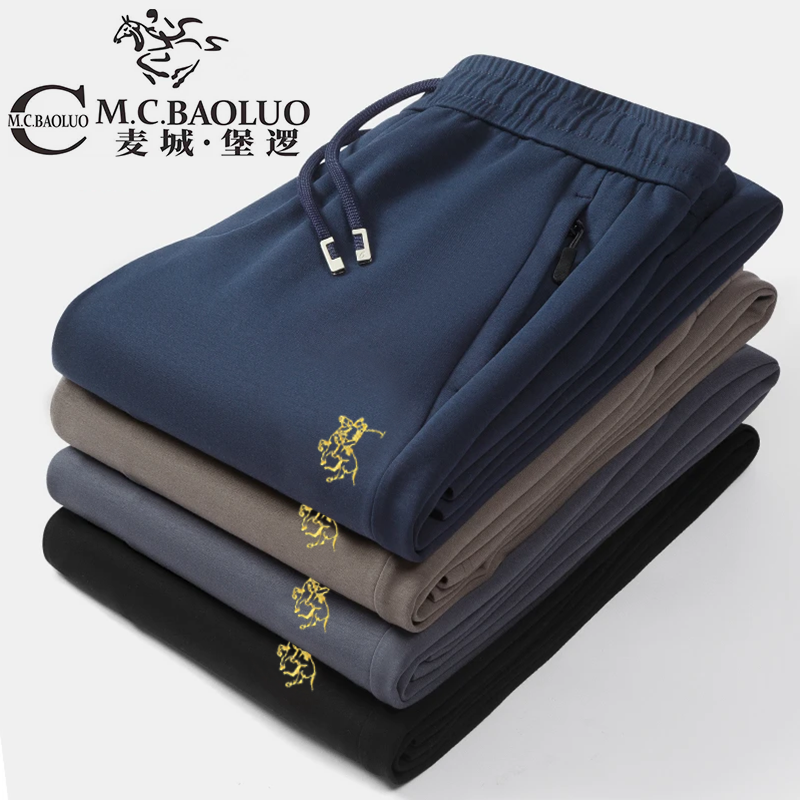 堡逻男士秋季新款卫裤直筒运动休闲裤宽松弹力厚款长裤百搭运动裤