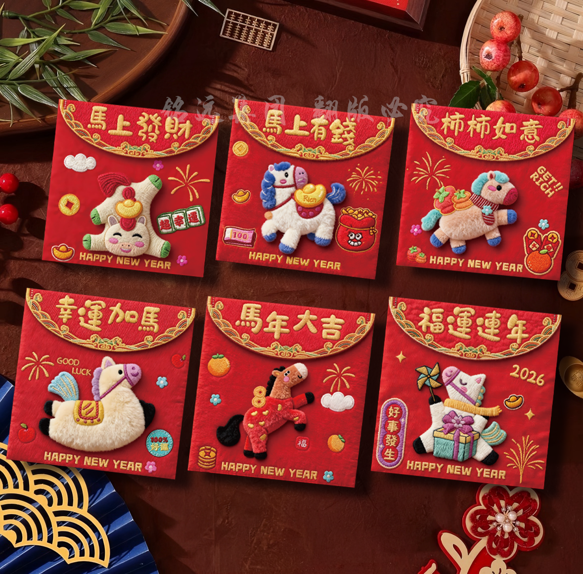 【到手108个】2026马年高档创意方形卡通红包可爱春节利是封