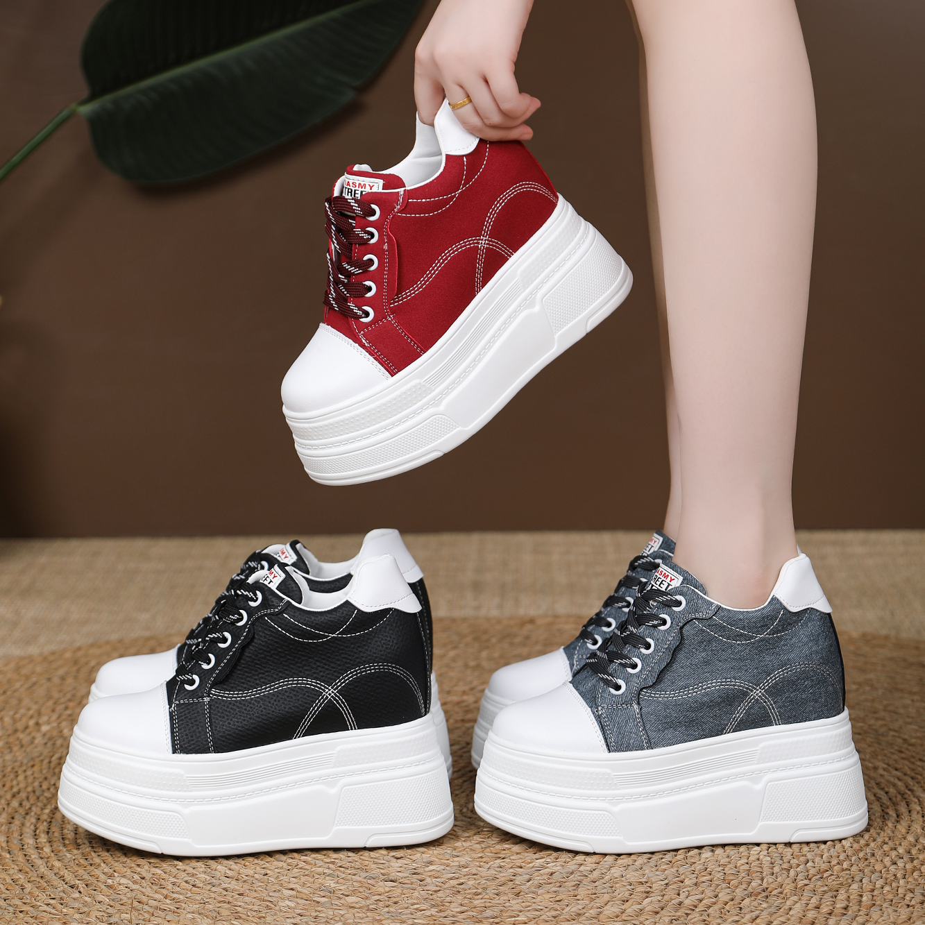 【跟高11厘米 】厚底内增高小白鞋女鞋2025秋冬季新款爆款休闲鞋ins