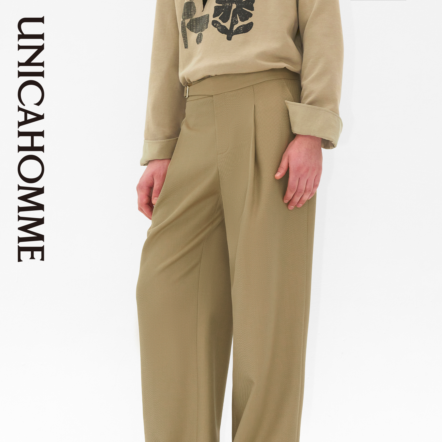 UNICAHOMME腰袢羊毛男士直筒裤