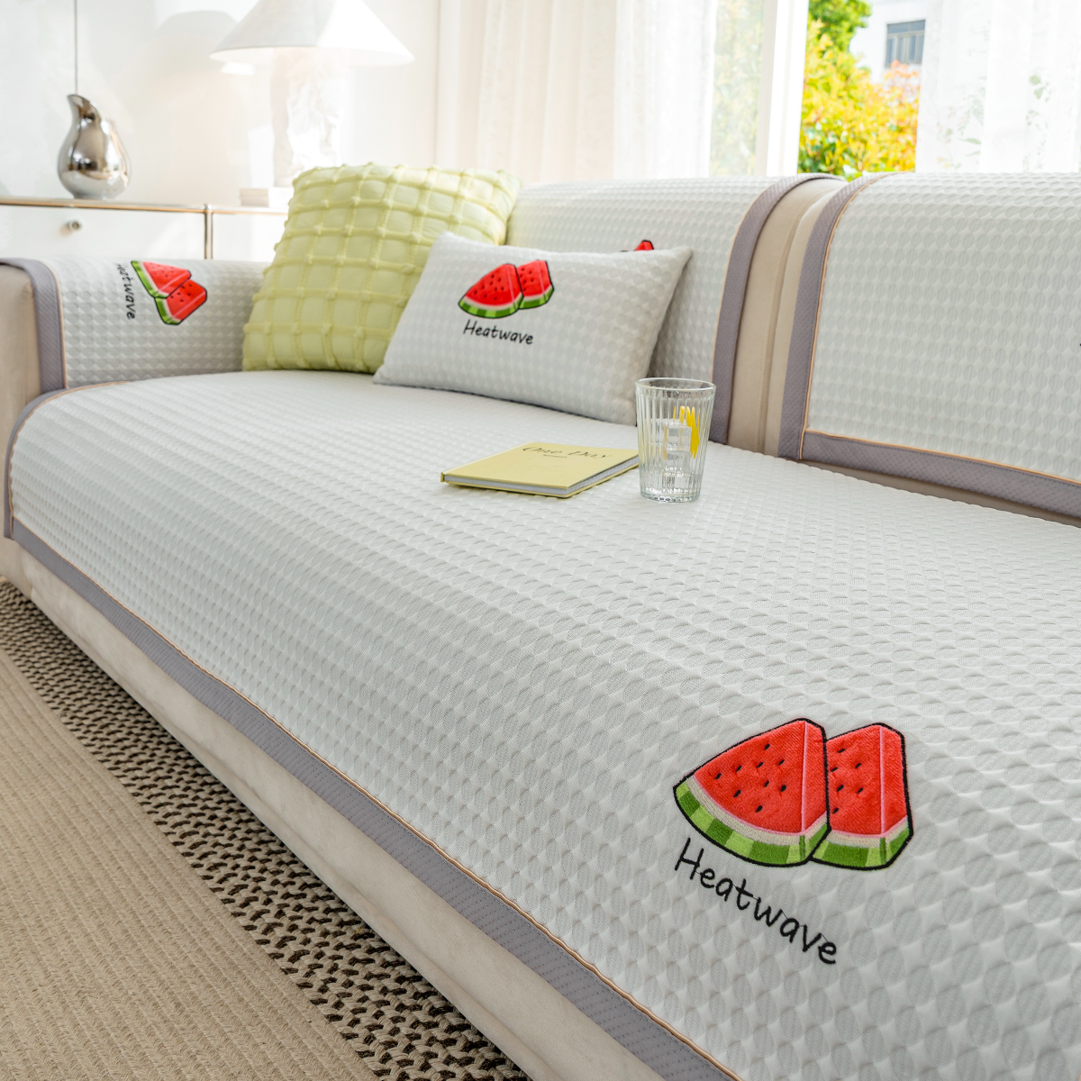 夏季凉豆豆沙发垫2025新款冰丝凉席垫透气防滑一片式万能高级盖布