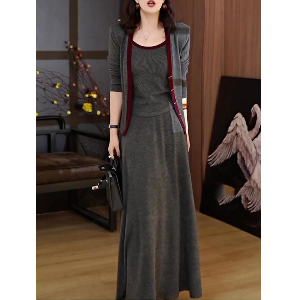 高端时尚长袖套装女2025春秋新款轻奢气质修身显瘦百搭洋气三件套