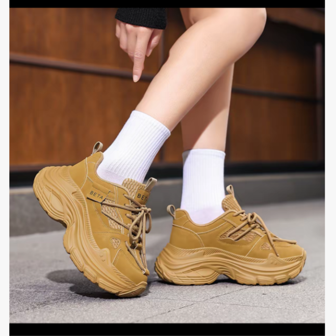 时尚百搭增高秋冬透气休闲鞋ins厚底老爹鞋111-（BT）