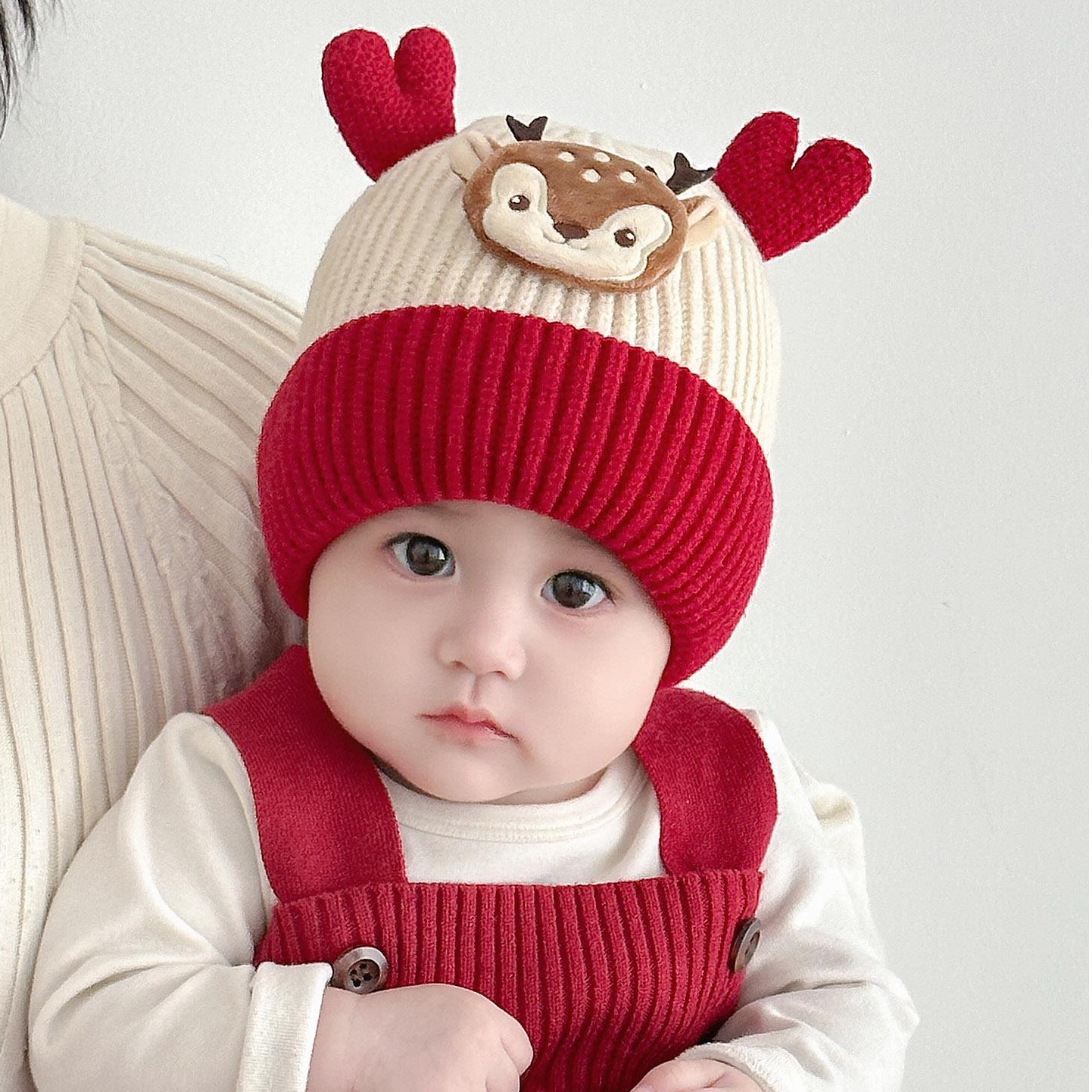 婴儿帽子冬季韩版超萌宝宝毛线帽秋冬天小男孩女童加厚保暖针织帽