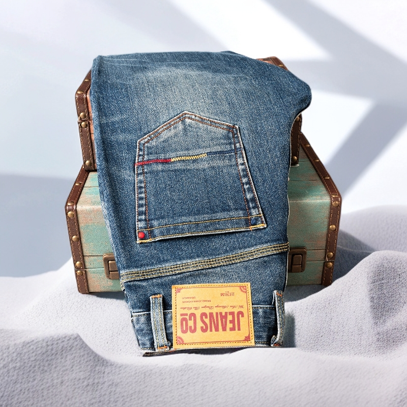 宾斯洛特时尚休闲秋季新款牛仔裤弹力修身小直筒简约百搭合体长裤