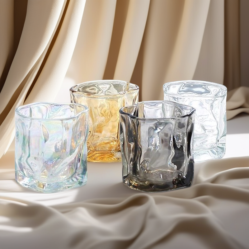 【四只装】扭扭杯不规则玻璃创意杯高颜值透明玻璃杯微醺威士忌酒杯