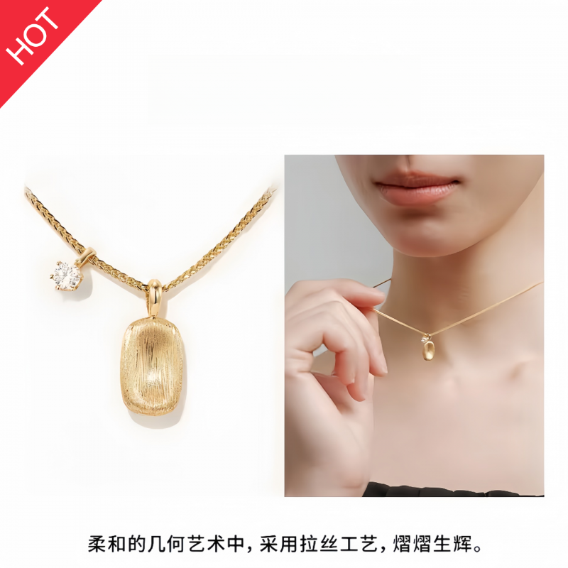 铜合金亚克力项链  明星同款饰品半岛铁盒方糖时尚精致项链轻奢复