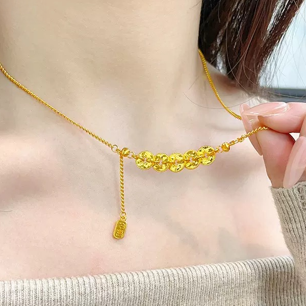 铜合金项链 （拍一发二送五帝钱手链）爆闪碎碎冰五帝钱项链新中式H