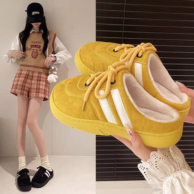 【ECAC】德训鞋女款爆款2025新款秋冬外穿居家保暖防滑厚底棉拖鞋女