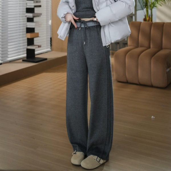 HELA AOMI “暖暖藏肚裤”绵羊毛醋酯撞色垂坠感休闲裤CY5CM61578