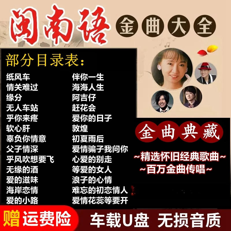 闽南语歌曲车载音乐u盘无损高音质金曲大全经典台语视音频MV优盘