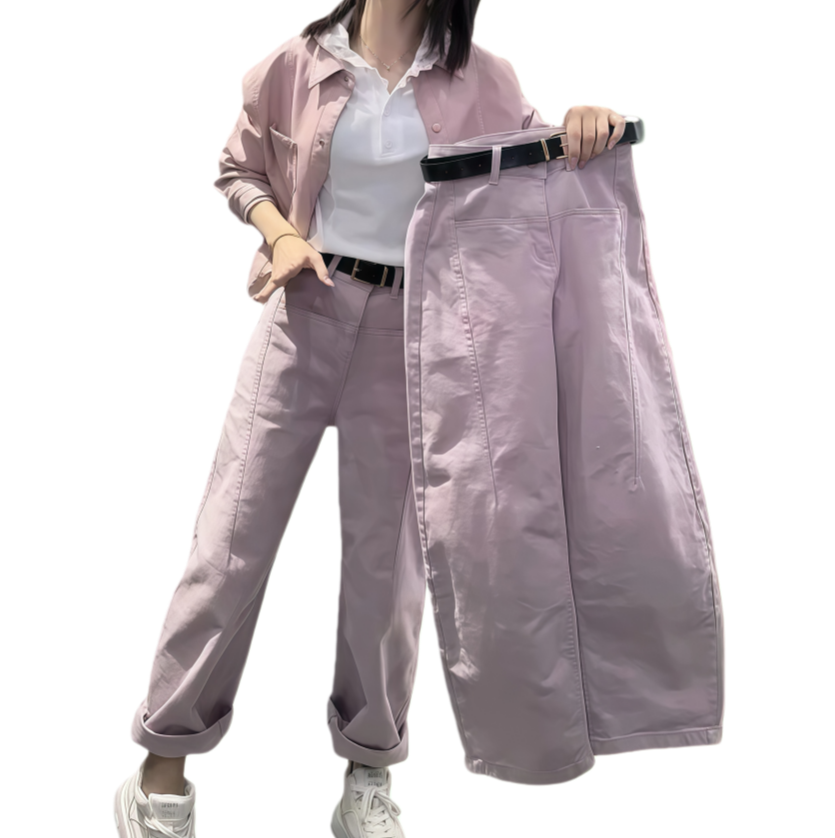 2025年新上款女士爆款高腰微弹九分阔腿牛仔裤韩版百搭潮流的裤子