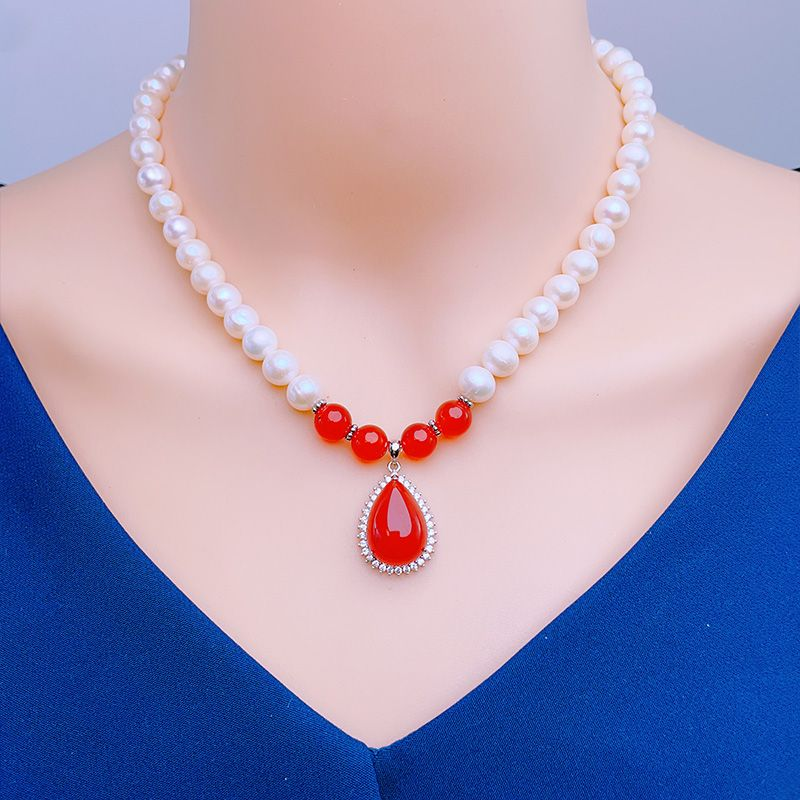 吊坠925银 【热卖】气质珍珠轻奢设计高级感颈链女款礼物礼盒装证书