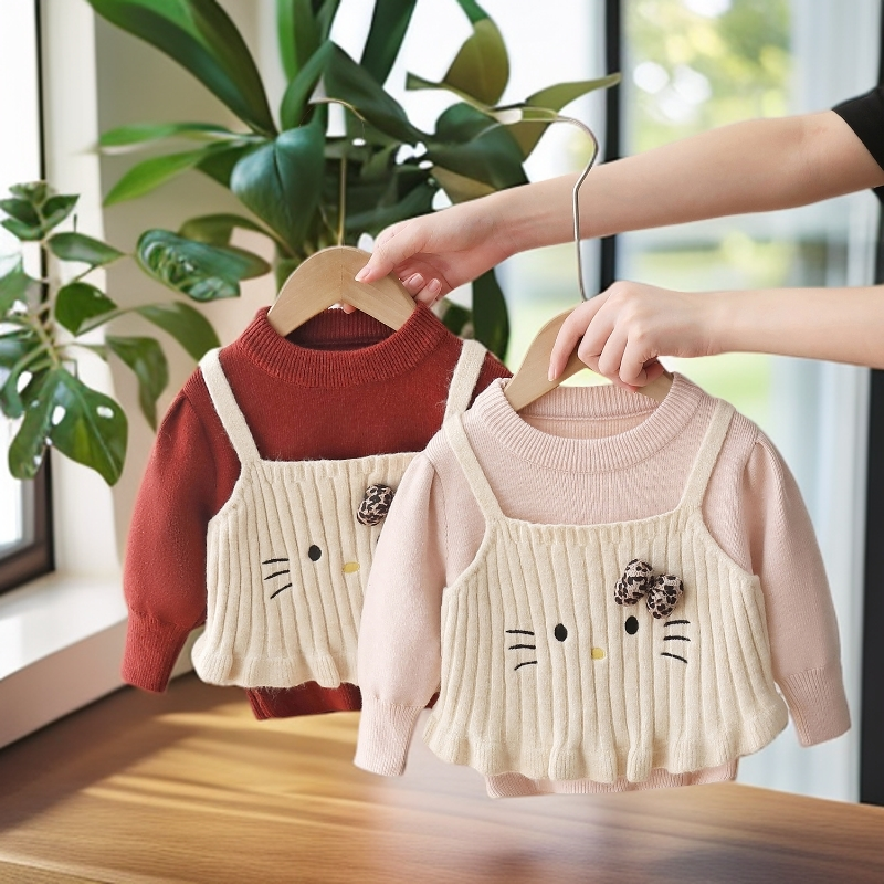 2025新款女童毛衣假两件宝宝秋冬装儿童针织衫长袖小五班现货