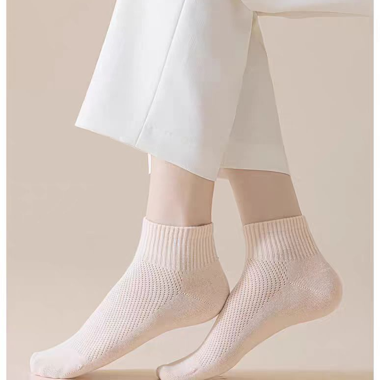【10双】网面短袜透气吸汗色彩百搭颜色花型随机