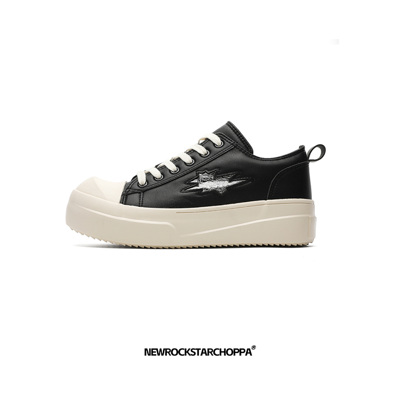 NewRockStarChoppa闪电德比鞋男2024新款翘头厚底增高 休闲板鞋男