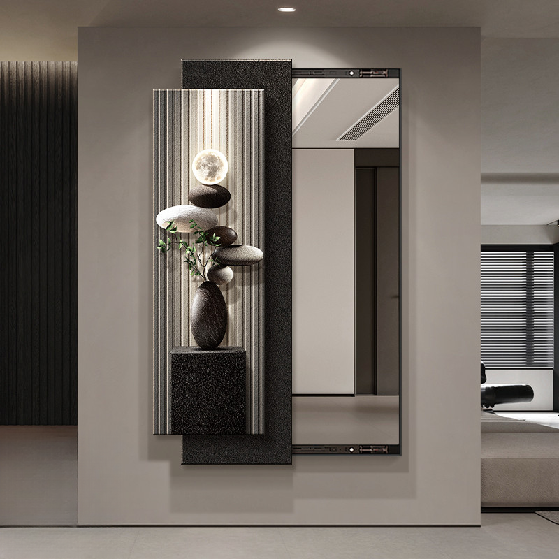 高级感推拉隐藏式全身镜装饰画现代轻奢暗藏式穿衣镜试衣镜子挂画