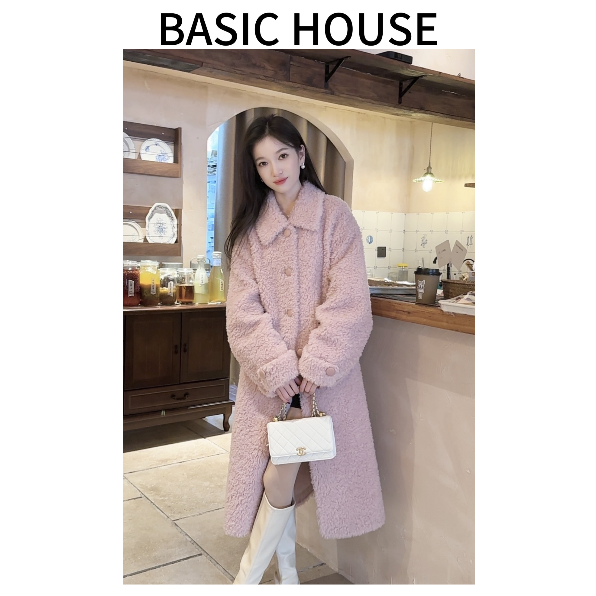 【100%绵羊毛】Basic House长款女装秋冬新款高级时尚保暖外套女C