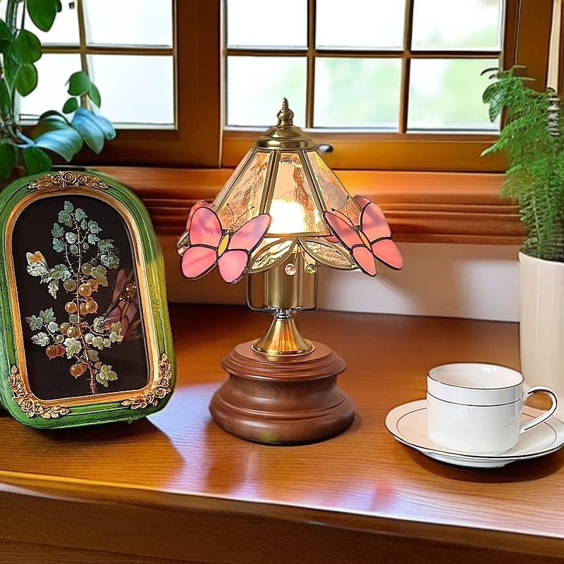 复古台灯主卧室床头柜灯美式中古创意高级感书房卧蝴蝶氛围小夜灯
