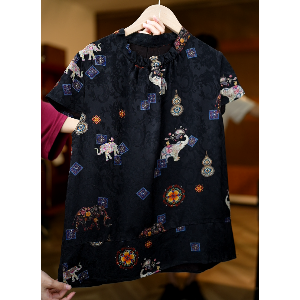 民族风彩《非遗美学》1341复古国风提花时尚减龄短袖