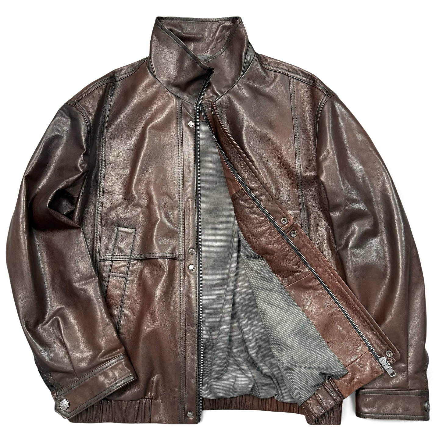 25112单皮山羊皮半植海宁高端真皮男士时尚皮衣秋季休闲立领男款