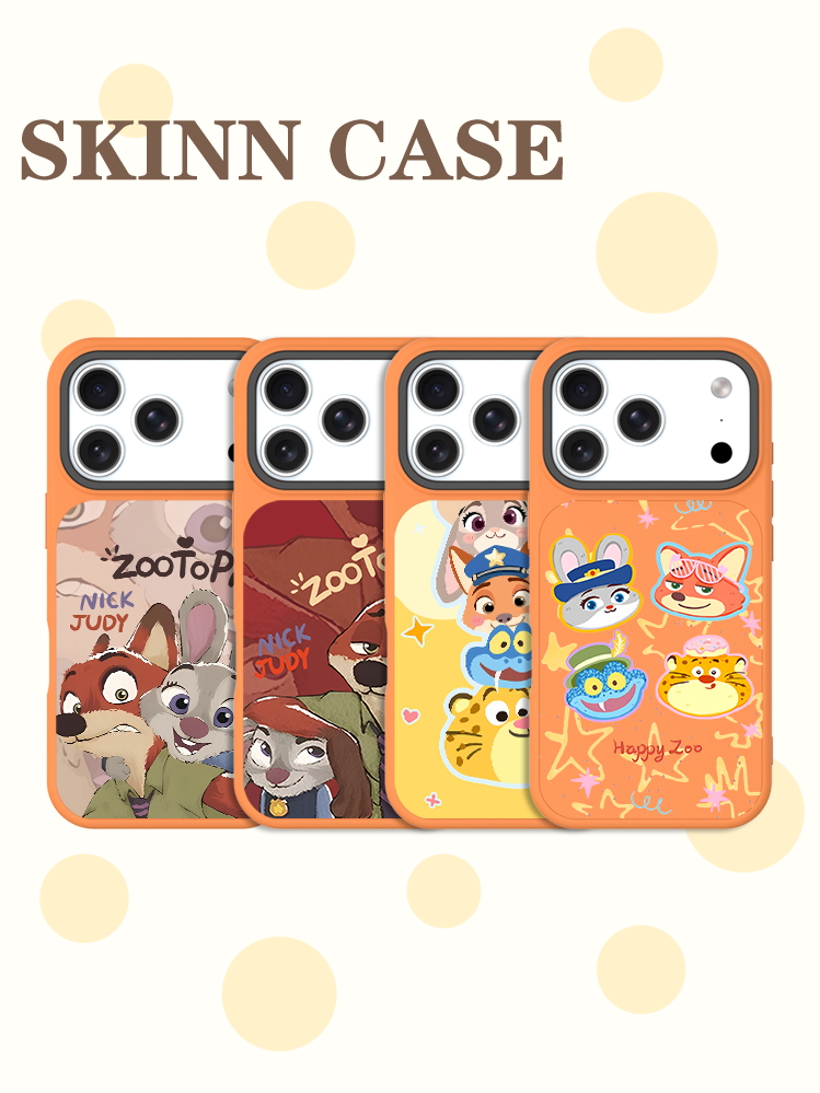 SKINNCASE 【动物城～尼克&朱迪】水晶闪粉浮雕磁吸手机壳