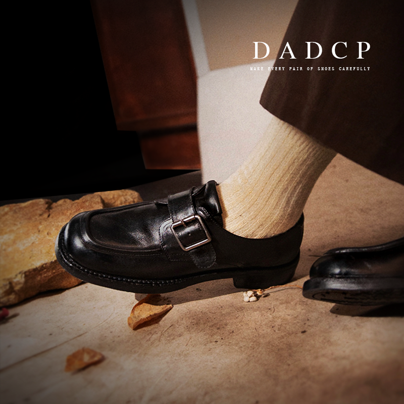 DADCP蛋定诚品·意大利打蜡牛皮 一脚蹬英伦风方扣小皮鞋乐福鞋女