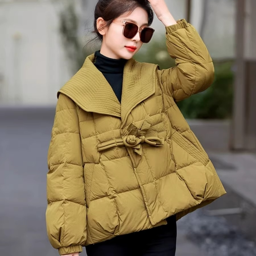 棉服女短款2024年新款冬季宽松时尚大翻领洋气小个子保暖外套