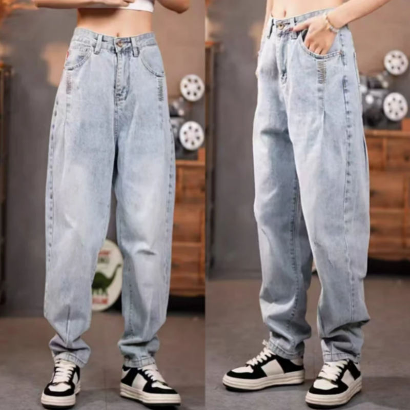 春季新款男士时尚痞帅做旧宽松显瘦直筒裤美式复古百搭水洗牛仔裤