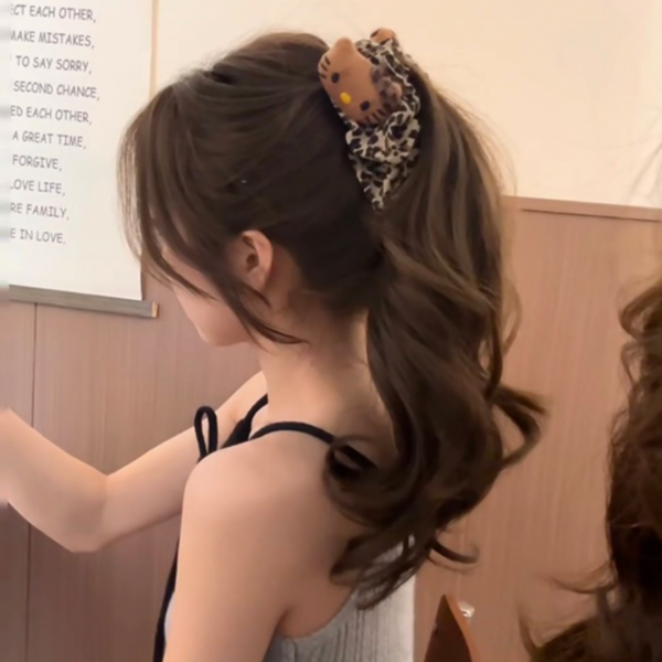 豹纹Kitty猫香蕉扭扭夹女高级感后脑勺发夹马尾竖夹发卡夹子头饰