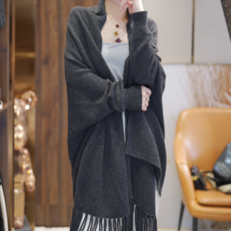 【时尚氛围】气质百搭时尚休闲纯羊毛纯色披肩 MG8303