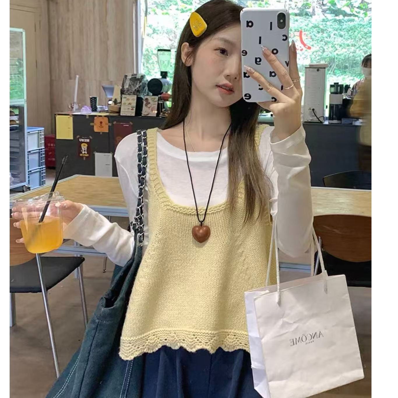 韩系甜美减龄领毛衣马甲女秋季宽松显瘦外搭叠穿针织吊带背心潮