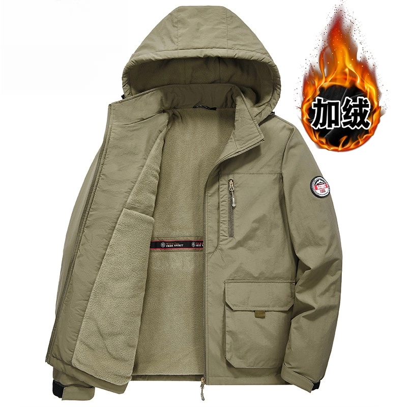 狼族纪元冬季棉服男士加绒防风防水保暖大码冲锋衣外套连帽上衣
