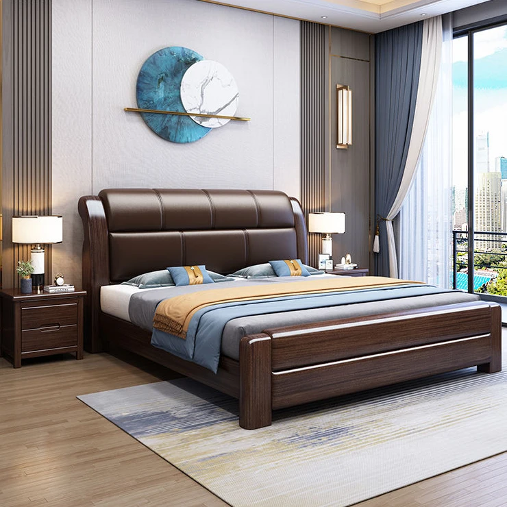 紫金檀木软包实木床1.8米双人床轻奢主卧软靠2米高档储物大床