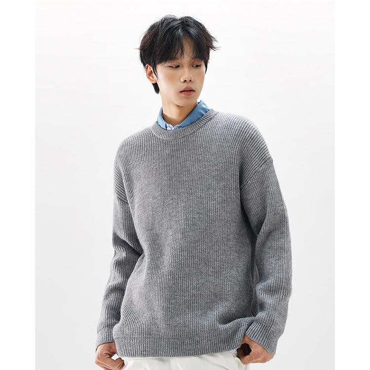 纯色内搭男女情侣针织衫宽松慵懒风格日式高级感圆领毛衣秋冬