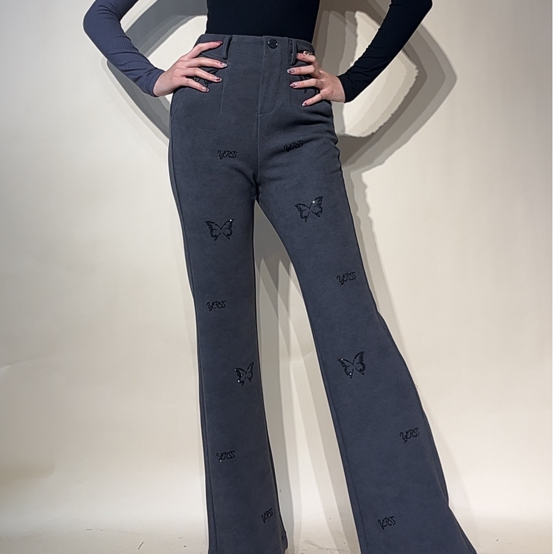 YRSS舞服♥新款微喇蝴蝶钻石高腰裤摩登舞裤