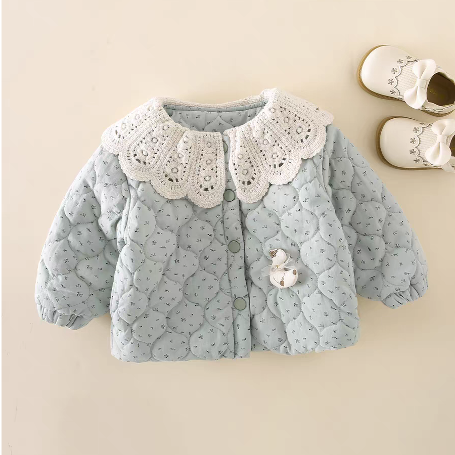 女童新款休闲风厚款棉服2025儿童夹棉保暖开衫宝宝韩版保暖秋冬