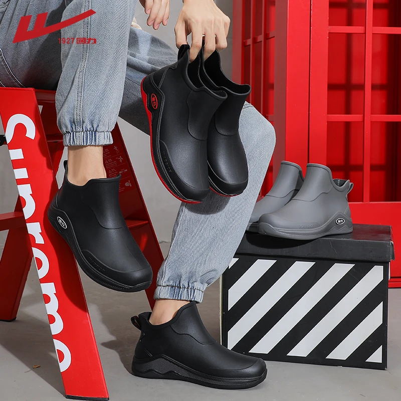 回力新款雨鞋男款时尚外穿水靴防滑防水厨房工作软底耐磨钓鱼水鞋