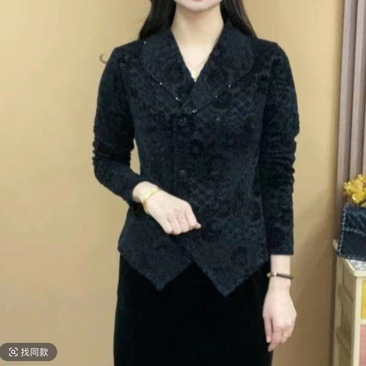 新款2025春秋长袖V领蕾丝气质百搭显瘦开衫上衣时尚中式小衫1127