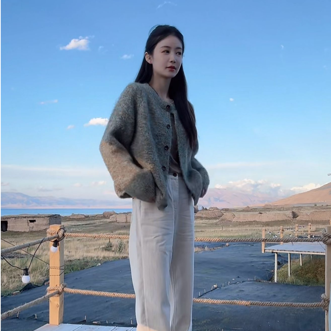 【绿野仙踪】韩系圆领加厚毛茸茸混纺针织开衫外套SCH0111HH 