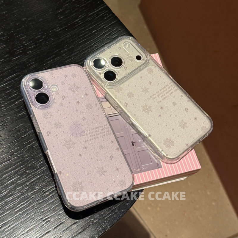 透明满屏雪花爆闪闪粉~适用于苹果17promax/16手机壳14/15pro防摔