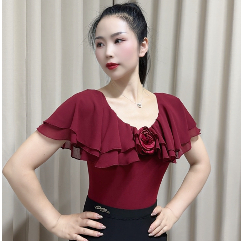 薇葶丹斯WAITING DANCE国标舞摩登交谊舞专用新款舞蹈上衣WTML036