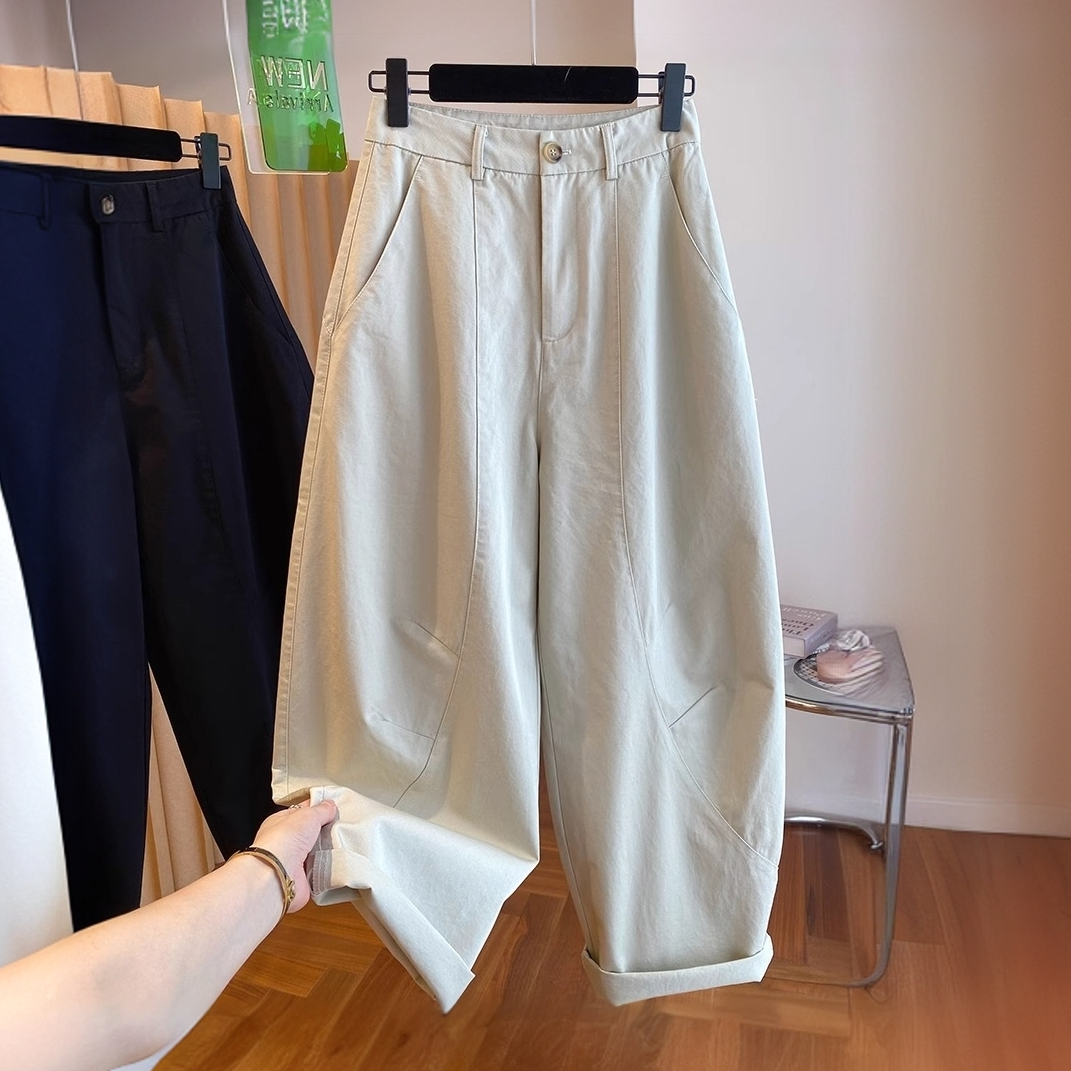 新款百搭韩国东大门女春秋宽松高腰百搭镰刀裤长裤阔腿休闲弯刀裤