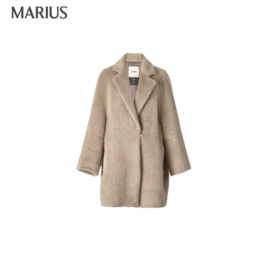 MARIUS| "德芙大衣"意大利TEXCO毛气场感宽松茧型翻领大衣