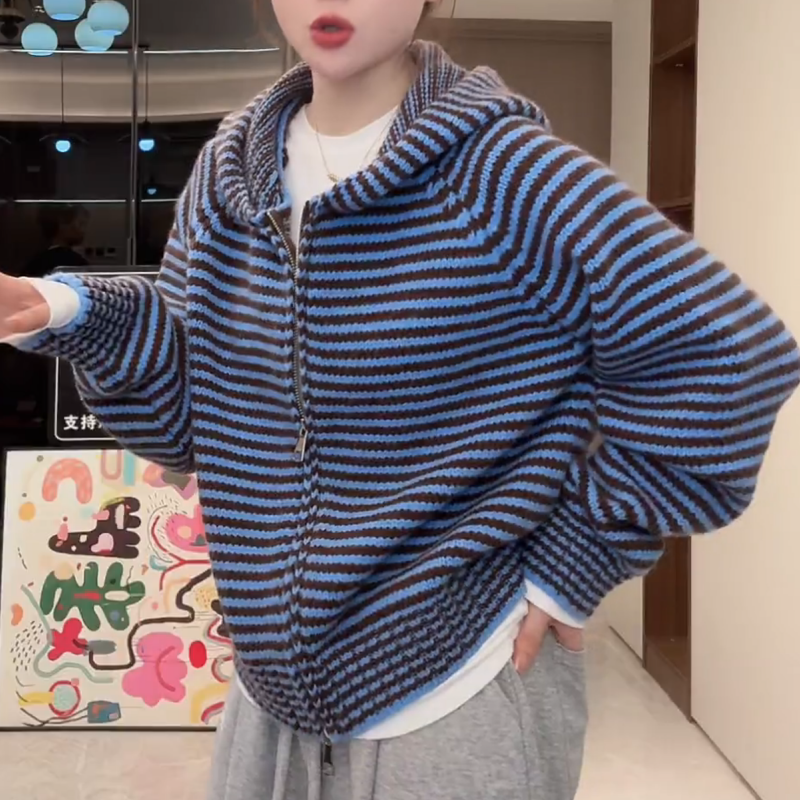 显瘦女装连帽韩版简约慵懒风时尚休闲风开衫秋季宽松LK2507025