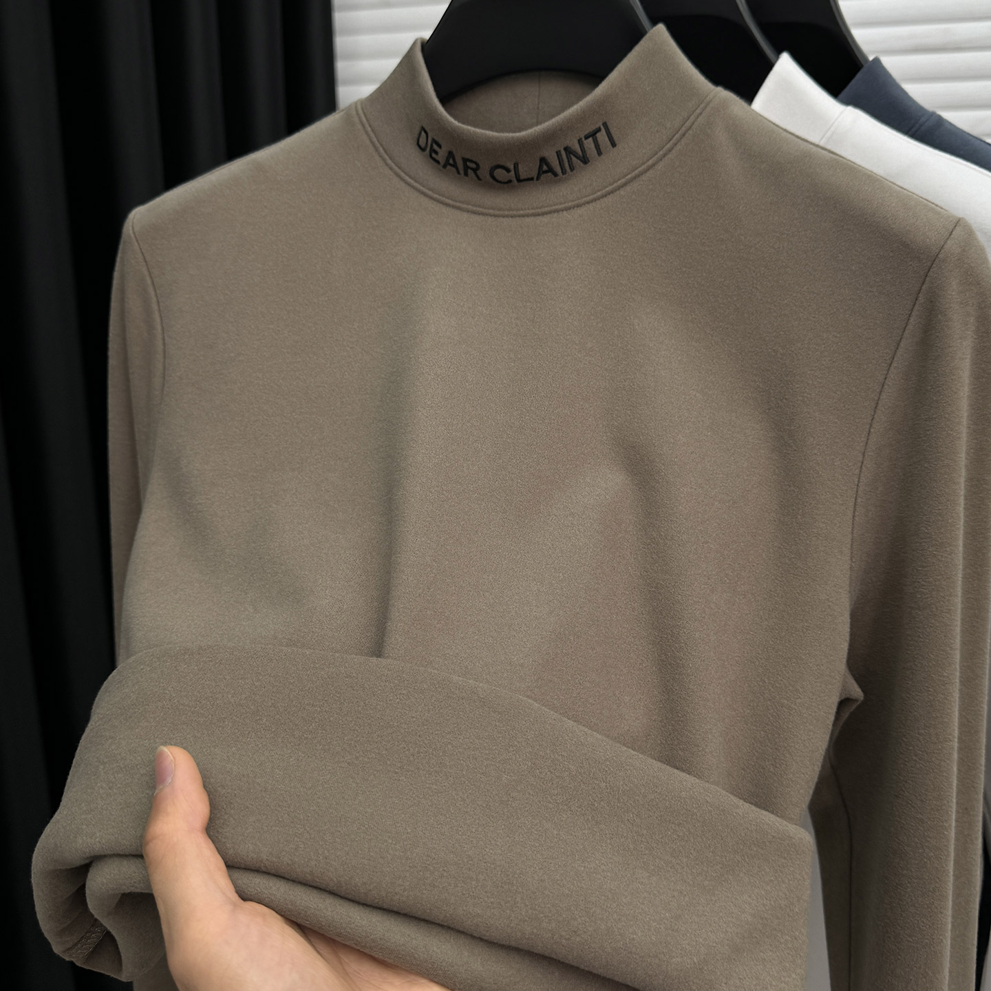 John Bunni经典德绒长袖t恤男士秋冬季磨毛双面绒保暖内搭卫衣