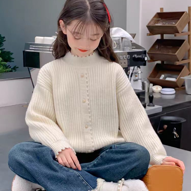 【韩国绒】不起球女童毛衣加厚加厚一体绒毛针织韩版衣针女童打底衫