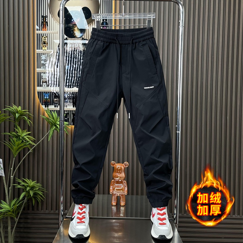 2025冬季新款户外保暖冲锋裤男时尚百搭宽松束脚裤潮牌弹力休闲裤